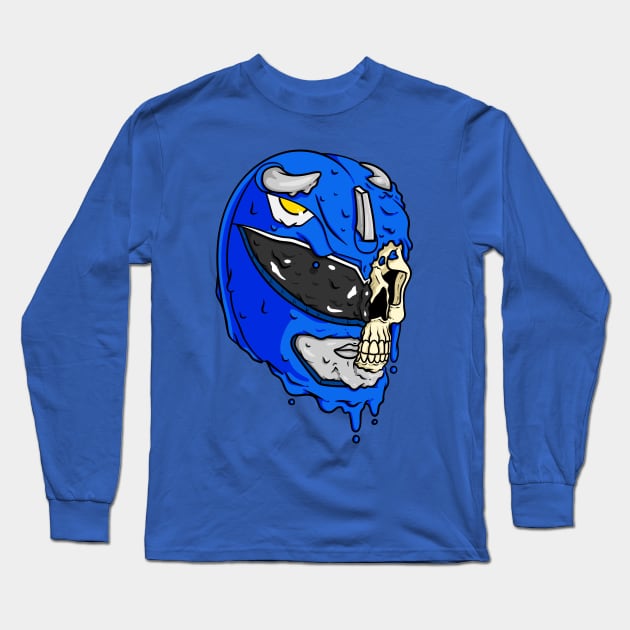 Blue Half Skull Ranger Long Sleeve T-Shirt by CalebLindenDesign